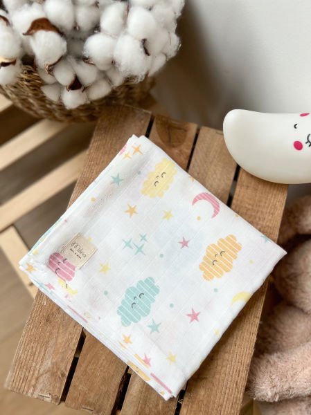 BULUT DESENLİ MÜSLİN ÖRTÜ