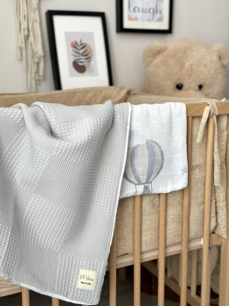 DOUBLE SIDED TICKEN AND MUSLIN GRAY - FLYING BALLOON