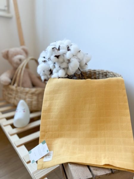 BULUT DESENLİ VE SARI DÜZ MÜSLİN SET