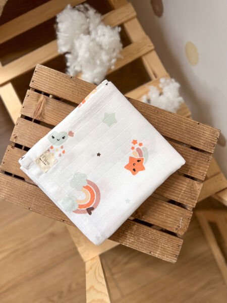 GÖKKUŞAĞI DESENLİ MÜSLİN ÖRTÜ