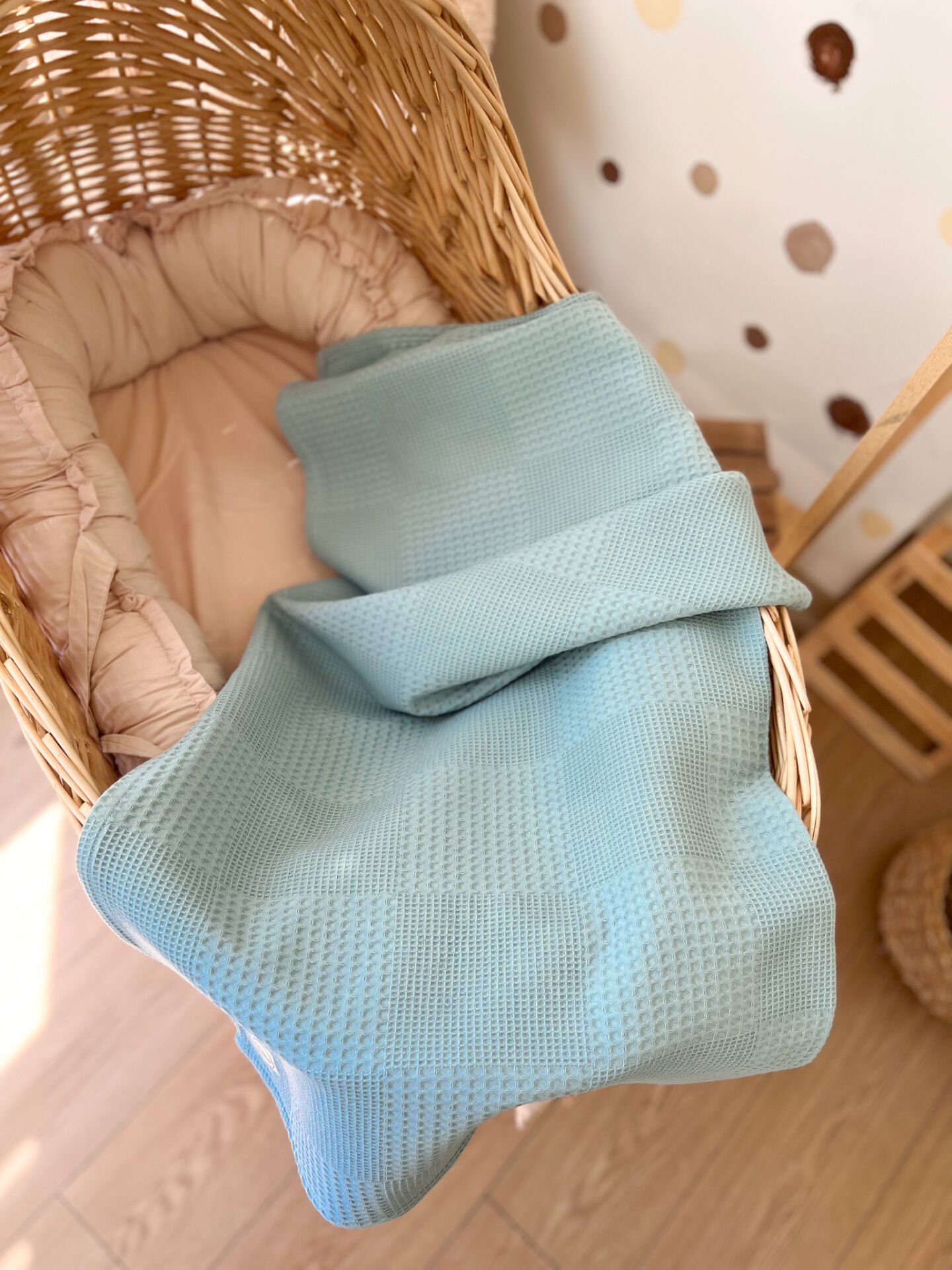 WAFFLE LIGHT BLUE BLANKET