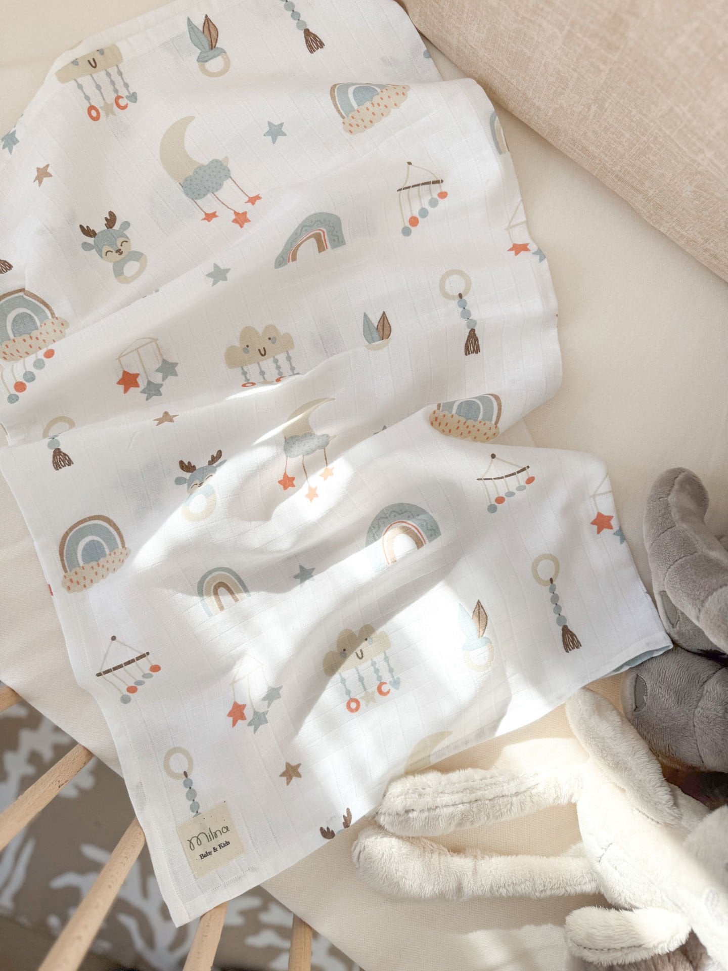 MİNT GÖKKUŞAĞI DESENLİ MÜSLİN ÖRTÜ