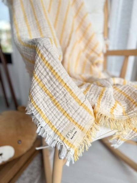 Dört Kat Çift Taraflı Müslin Pike Sarı