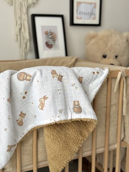 Çift Taraflı Teddy Welsoft Müslin Battaniye Kahverengi