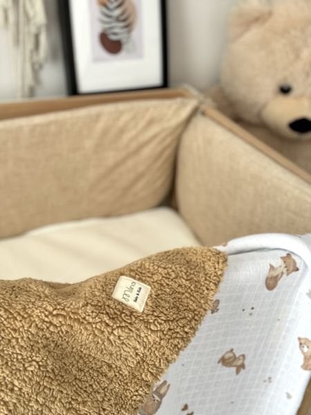 Double Sided Teddy Welsoft Muslin Blanket Brown