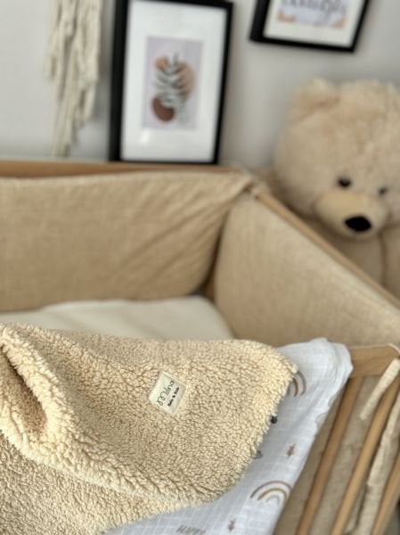 Double Sided Teddy Welsoft Muslin Blanket Beige
