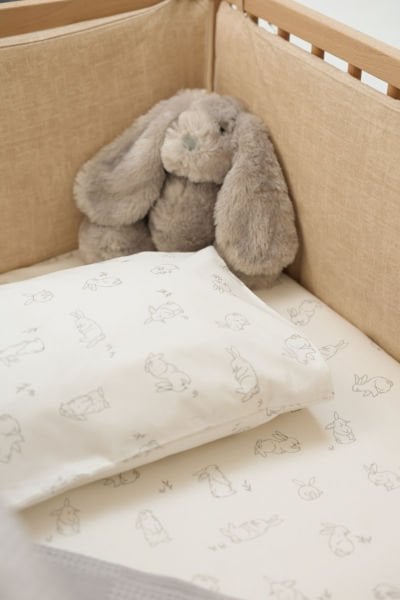 100% Cotton Poplin Fabric Baby Blanket Set with Rabbit Pattern - Soft, Breathable, Suitable for Sensitive Skin