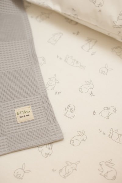 100% Cotton Poplin Fabric Baby Blanket Set with Rabbit Pattern - Soft, Breathable, Suitable for Sensitive Skin