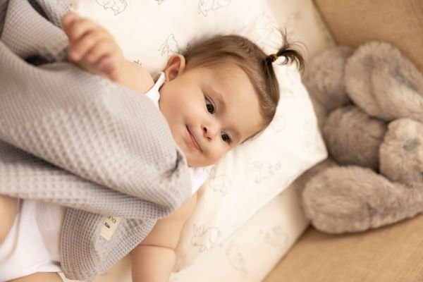 100% Cotton Poplin Fabric Baby Blanket Set with Rabbit Pattern - Soft, Breathable, Suitable for Sensitive Skin