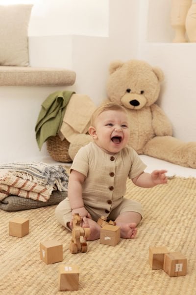 100% Cotton Muslin Baby Romper - Soft and Breathable Fabric (0-9 Months)