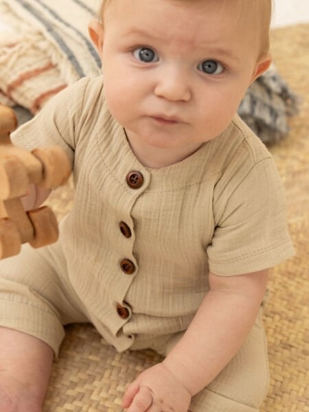 %100 Pamuk Müslin Bebek Tulum - Yumuşak ve Nefes Alan Kumaş (0-9 Ay)