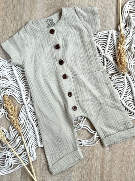 %100 Pamuk Müslin Bebek Tulum - Yumuşak ve Nefes Alan Kumaş (0-9 Ay)