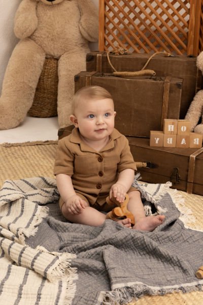 100% Cotton Muslin Pocket Baby Boy Two-Piece Set (6-18 Months)