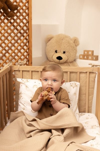 100% Cotton Poplin Fabric Baby Blanket Set with Star and Moon Pattern - Soft, Breathable, Suitable for Sensitive Skin