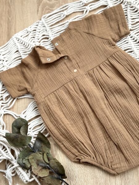 %100 Pamuk Müslin Bebek Romper – Yazlık, Nefes Alan, Şık ve Konforlu Tasarım