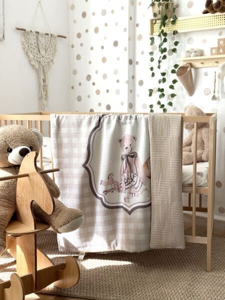 Baby Bear Çift Taraflı %100 Pamuk Müslin Bebek Battaniyesi 100x100 cm