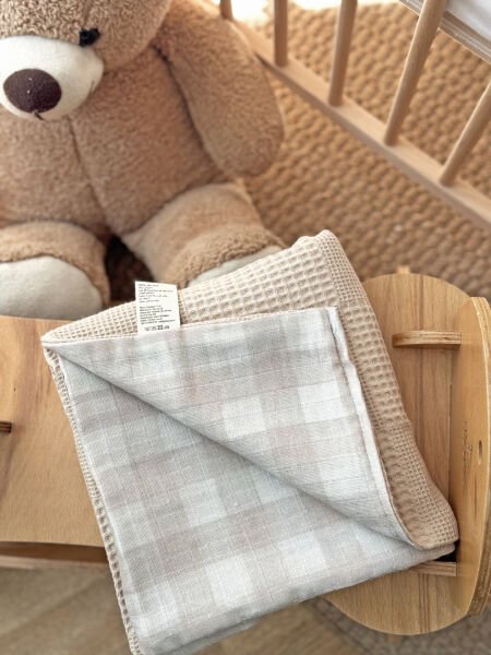 Baby Bear Çift Taraflı %100 Pamuk Müslin Bebek Battaniyesi 100x100 cm