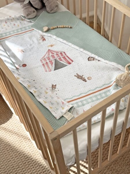 Circus Çift Taraflı %100 Pamuk Müslin Bebek Battaniyesi 100x100 cm
