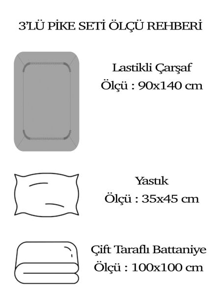 Dear Rabbits Müslin Pike Takımı - 3 Parça %100 Pamuk Bebek Seti ( Çift Taraflı Müslin Battaniye + Çarşaf + Yastık Kılıfı)